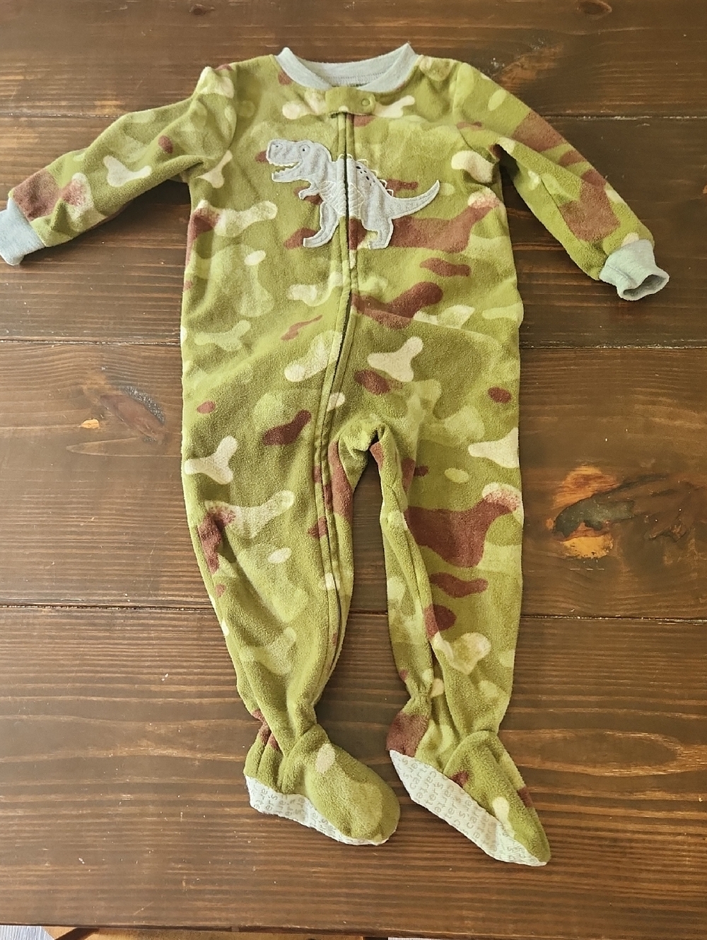 Carter's Green Camo Dino Footed One-Piece
